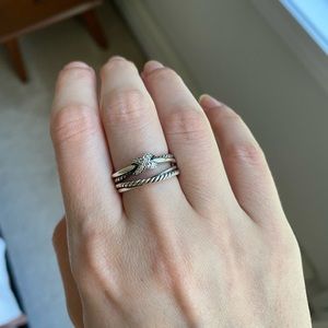 David Yurman X Crossover Band Ring with Pavé Diamonds